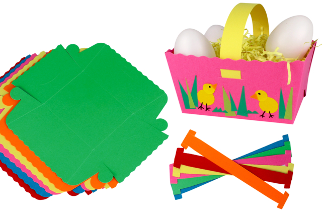paniers carte forte coloré pâques - Paniers de Pâques - 10doigts.fr
