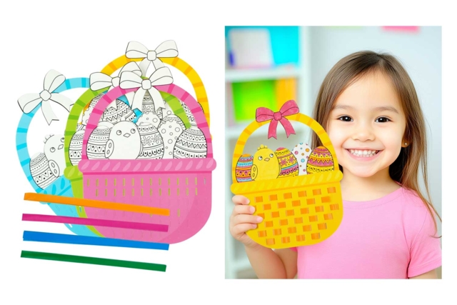 Cestas de Pascua para tejer - 4 unidades - Kits créatifs Pâques - 10doigts.fr