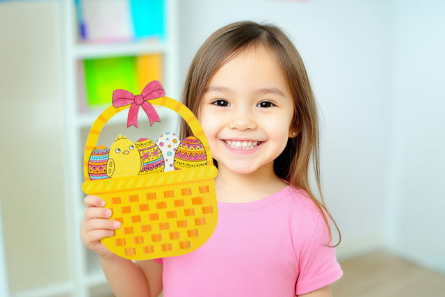 Cestas de Pascua para tejer en cartón fuerte - Kits créatifs Pâques - 10doigts.fr
