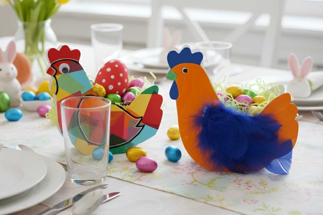 cestas de gallina de Pascua - Kits créatifs Pâques - 10doigts.fr