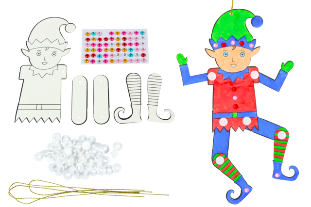 Articulated Elf Suspension Kit - 6 Pieces - 5 - Christmas Creative Kits for Children - 10doigts.com - Kits créatifs de Noël pour les enfants - 10doigts.fr