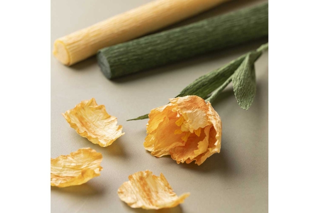 rafia de papel tulipán naranja - Fleurs en papier crépon : créez des bouquets éternels - 10doigts.fr