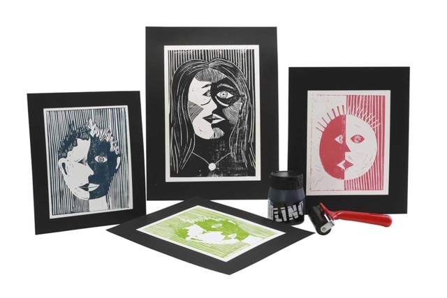 rafia de papel impresión linogravure - Papiers Peintures - 10doigts.fr
