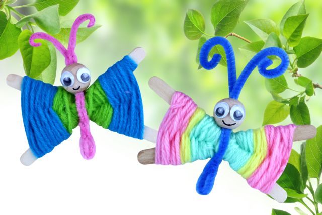 Mariposas en lana - Accessoires en bois - 10doigts.fr