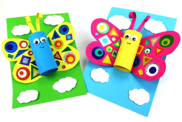 Mariposas de papel y gomets brillantes - Papiers colorés - 10doigts.fr