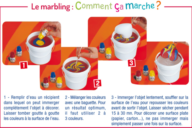 Marbling Paint Set - 6 Basic Colors - 10 - Marbling Paint - 10doigts.com - Peinture marbling - 10doigts.fr