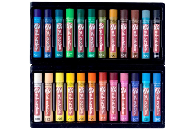 Pasteles al óleo, soluble à l'eau 24 pcs - Pastels et fusains : l'art de la couleur et du contraste - 10doigts.fr