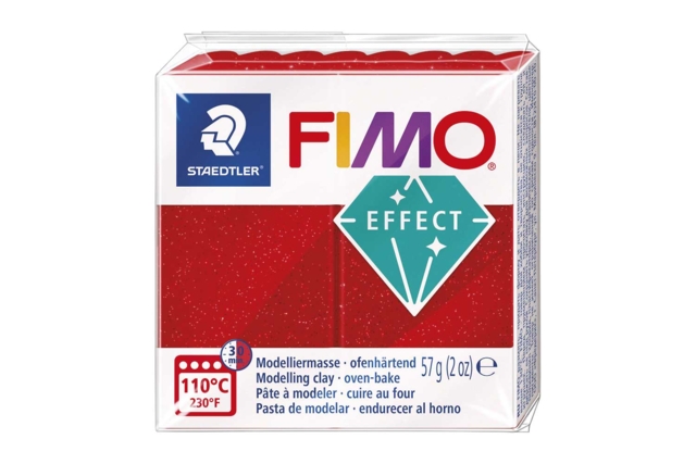 Fimo Effect Glitter - Red (202) - 1 - Fimo Effect Clay - 10doigts.com - Pâtes Fimo Effect : donnez une dimension magique à vos modelages - 10doigts.fr