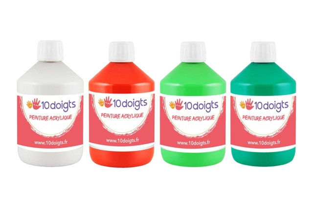 Acrylic Paint, 500 ml - Christmas Colors - 1 - Christmas-themed Paints - 10doigts.com - Peintures aux tons de noël - 10doigts.fr