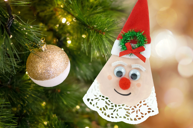 Papá Noel con un mantelito de encaje de papel - Accessoires en papier - 10doigts.fr