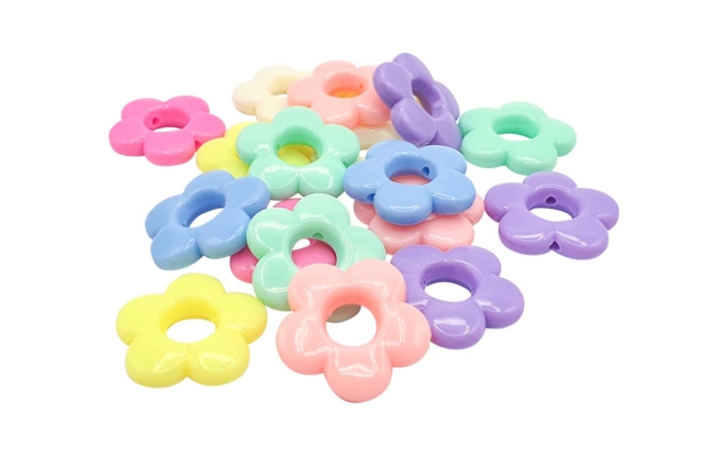 Perles acrylique fleurs pastel - 40 perles - 5 - Acrylic Beads - 10doigts.com - Perles Acrylique - 10doigts.fr