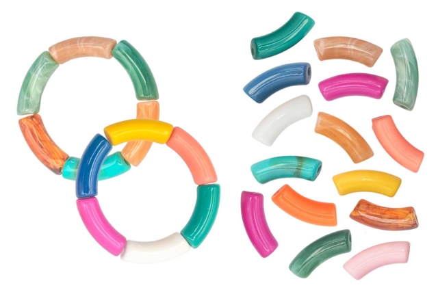 Abalorios acrílicos tubo curvado - 15 pcs - Perles Acrylique - 10doigts.fr
