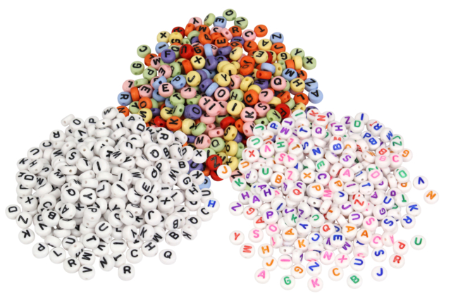 Assorted Alphabet Beads - Letters and Colors - 1 - Message Jewelry - 10doigts.com - Bijoux messages - 10doigts.fr