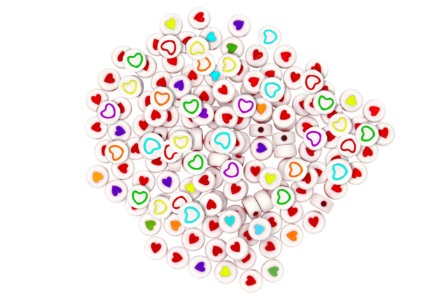 Round Heart Beads - Approximately 300 beads - 1 - Acrylic Beads - 10doigts.com - Perles Acrylique - 10doigts.fr