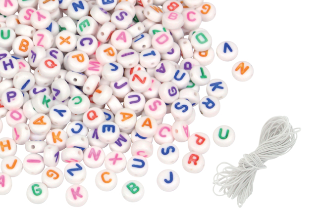 Multicolor Alphabet Round Beads - 250 Beads - 1 - Message Jewelry - 10doigts.com - Bijoux messages - 10doigts.fr