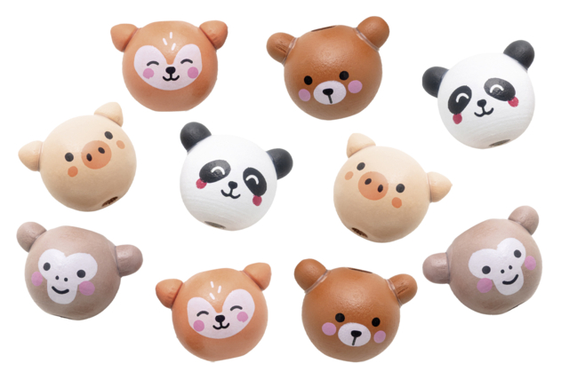 cute-animal-beads - Perles en bois - 10doigts.fr