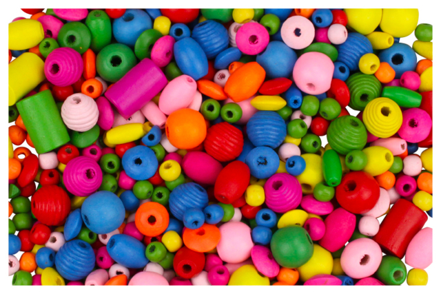 Wooden beads, assorted colors and sizes - 180 beads - 7 - Wood Beads - 10doigts.com - Perles en bois - 10doigts.fr