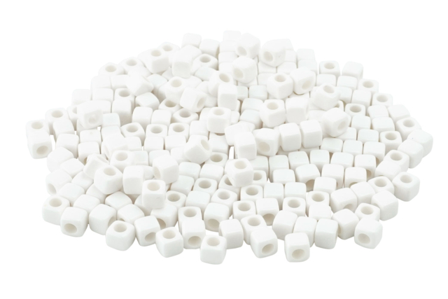 White Cube Beads - 250 beads - 1 - Opaque Color Beads - 10doigts.com - Perles Couleurs Opaques - 10doigts.fr