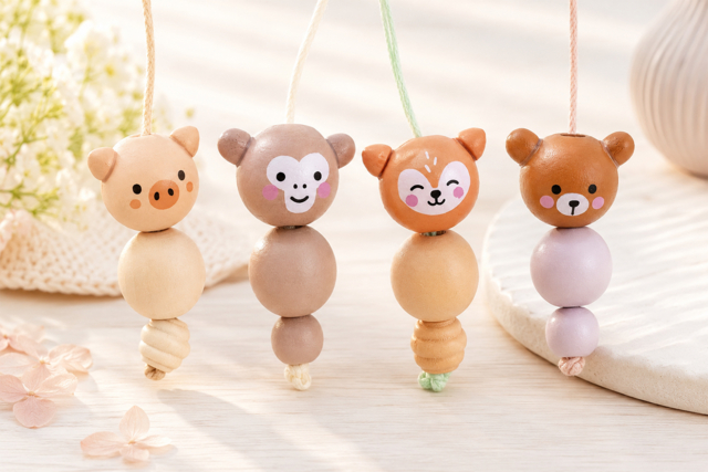 wooden animal beads - Perles en bois - 10doigts.fr