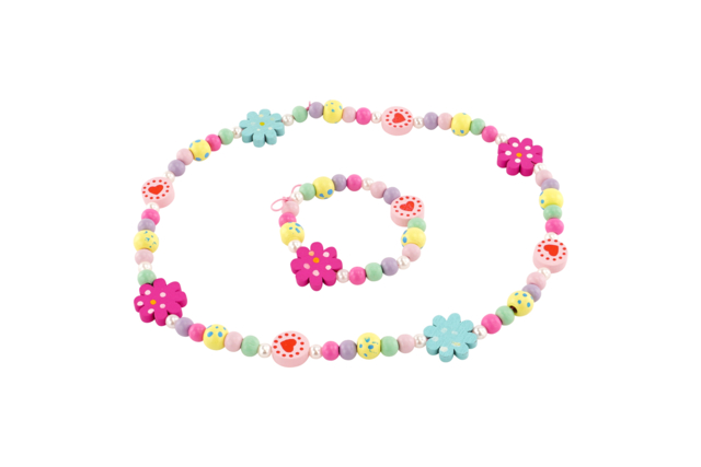 abalorios madera collar pulsera parure - Bijoux et porte-clés à fabriquer pour la fête des Mères - 10doigts.fr