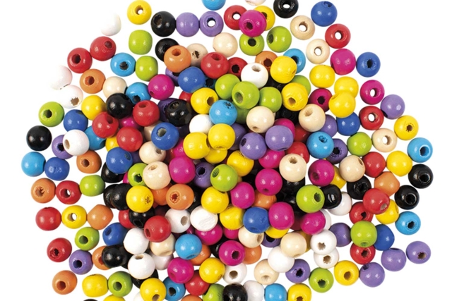 Multicolored Wooden Beads, 1 cm - 200 Pieces - 2 - Wood Beads - 10doigts.com - Perles en bois - 10doigts.fr
