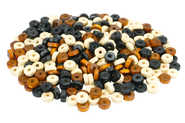 Wooden Washer Beads - 500 Beads - 1 - Wood Beads - 10doigts.com - Perles en bois - 10doigts.fr