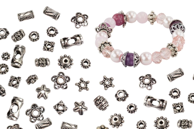 Antique Silver Spacer Charms Beads - 36 Beads - 1 - Spacer Beads - 10doigts.com - Perles Intercalaires - 10doigts.fr