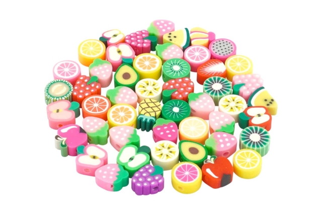 Fruit Beads - 50 Beads - 1 - Polymer Clay Beads - 10doigts.com - Perles Pâte polymère - 10doigts.fr
