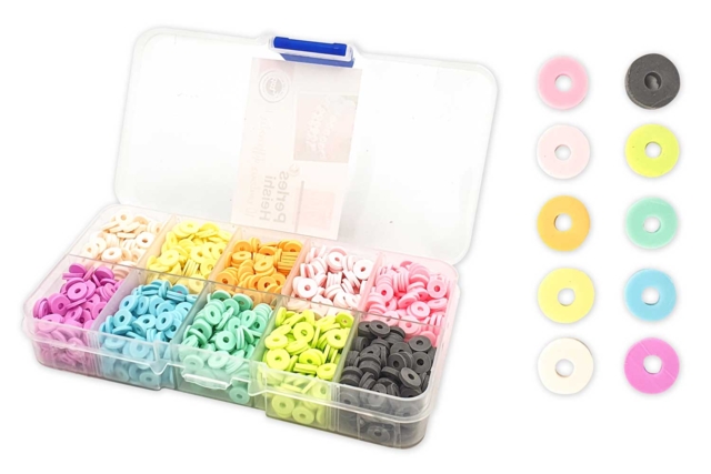 Heishi Bead Set - 20 Bright Colors - 4 - Heishi Beads and Shells - 10doigts.com - Perles Heishi et coquillages - 10doigts.fr