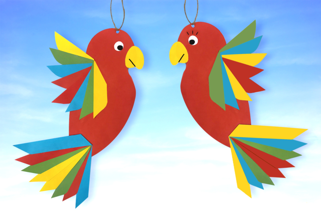 Loros de papel - Papiers colorés - 10doigts.fr