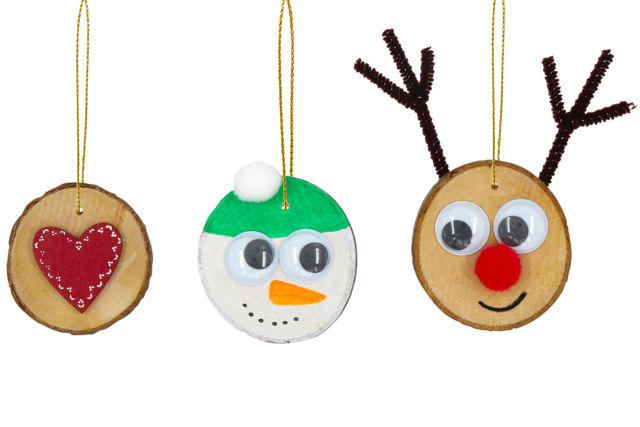 Wood Slice Ornaments + Strings - 12 Pieces - 7 - Christmas Wooden Objects - 10doigts.com - Décorations de Noël en bois - 10doigts.fr