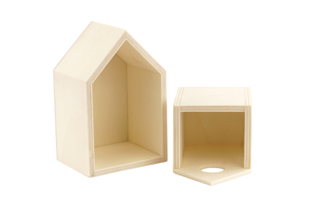 Casa de madera pequeña con cajón calendario de adviento - Boîtes en bois à décorer - 10doigts.fr
