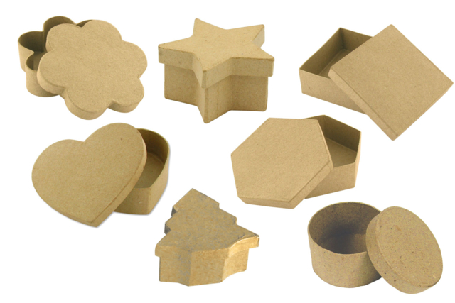 Paper Mâché Boxes - 1 - Cardboard Boxes and Baskets - 10doigts.com - Boîtes et corbeilles en carton - 10doigts.fr