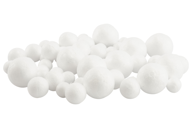 Small Styrofoam Balls - 60 Pieces - 1 - Styrofoam Balls - 10doigts.com - Boules en polystyrène - 10doigts.fr