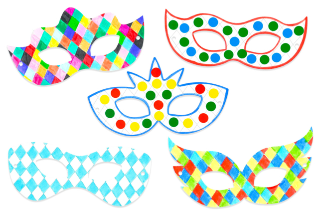 Harlequin Wolf Coloring Masks - 10 Designs - 4 - Creative Masks for Kids - 10doigts.com - Masques créatifs enfants - 10doigts.fr