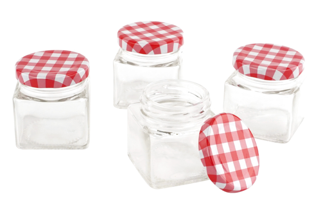 Glass Jam Jars - 4 Pieces - 1 - Glass Supports - 10doigts.com - Supports en Verre - 10doigts.fr