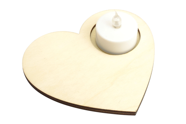 Heart Candle Holders + Candles - 6 Pieces - 2 - Wood Candle Holders - 10doigts.com - Bougeoirs en bois - 10doigts.fr