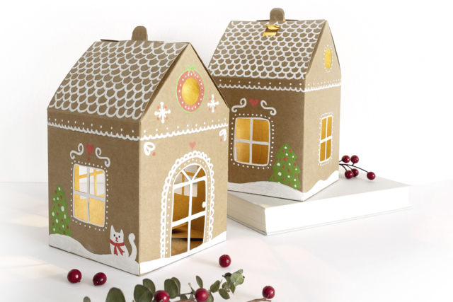 Kraft Cardboard Houses - 6 Pieces - 2 - Christmas Lanterns - 10doigts.com - Photophores de Noël à décorer - 10doigts.fr