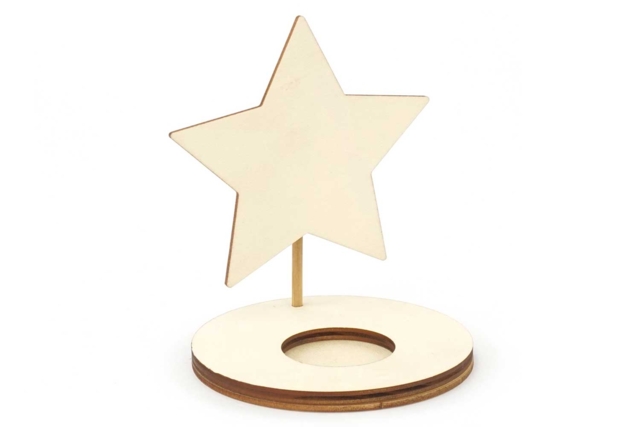 Wooden Star Candle Holders - 4 Pieces - 2 - Wood Candle Holders - 10doigts.com - Bougeoirs et photophores à décorer - 10doigts.fr