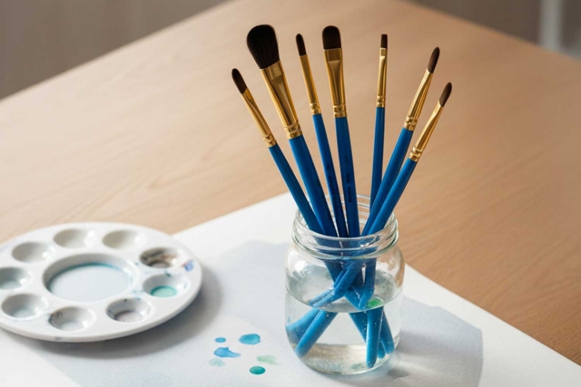 Juego de pinceles - 10 unidades - Peinture aquarelle : palettes, pinceaux et accessoires pour peindre à l'eau - 10doigts.fr