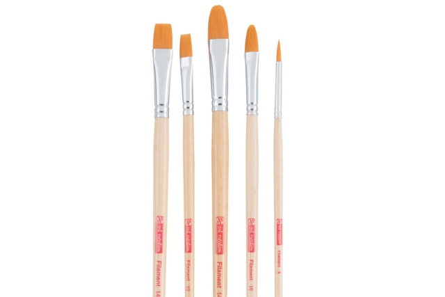 Pinceles de poliéster, mango largo - 5 piezas - Pinceaux et brosses pour peinture acrylique - 10doigts.fr