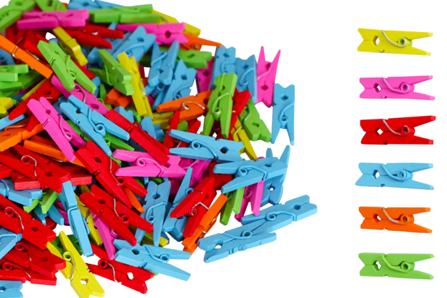 Mini wooden clothespins - 450 pieces - 1 - Wooden Clothespins - 10doigts.com - Pinces à linge en bois - 10doigts.fr