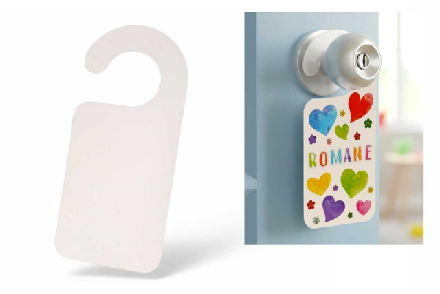 Placa de puerta en cartón blanco - Plaque de porte en bois à décorer - 10doigts.fr