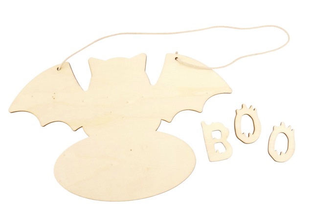 Wooden Bat Door Sign - 3 - Halloween Decoration Stands - 10doigts.com - Supports d'Halloween à décorer - 10doigts.fr