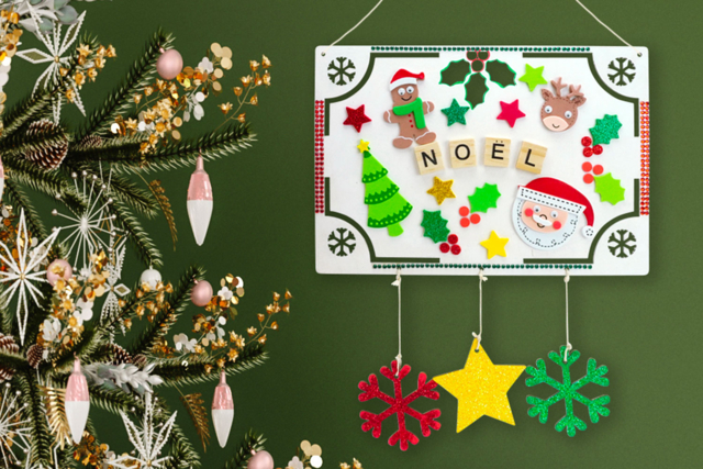 plaques de noel rectangle - Décorations de Noël en bois - 10doigts.fr