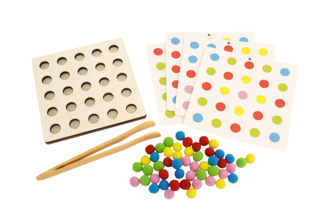 Bandeja de motricidad montessori + pompones - Kits éducatifs : le plaisir d'apprendre par la manipulation - 10doigts.fr