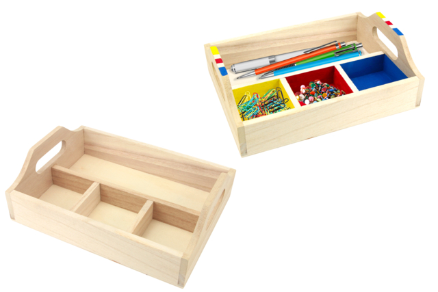 Wooden 4-Compartment Tray - 3 - Wooden Trays - 10doigts.com - Plateaux en bois à décorer - 10doigts.fr