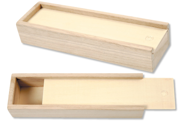 Wooden Pencil Case with Sliding Drawer - 4 - Wooden Boxes - 10doigts.com - Boîtes en bois à décorer - 10doigts.fr
