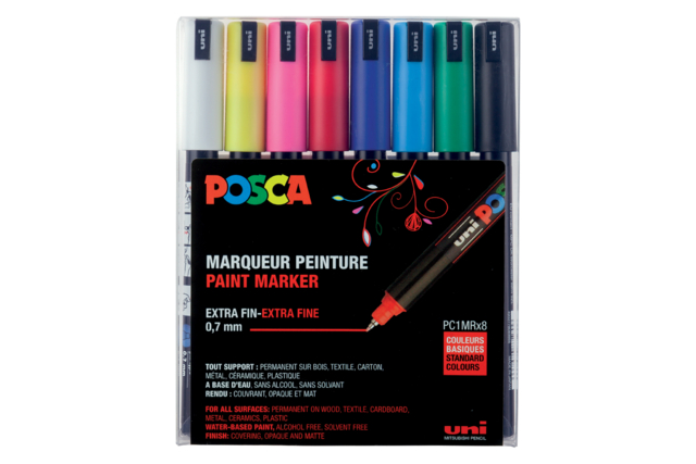 Juego de 8 rotuladores de punta extra fina, colores surtidos - Feutres pointes fines : la précision pour le dessin et l'écriture - 10doigts.fr
