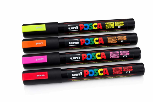 Estuche POSCA PC-5M 4 Colores Flúor - Marqueurs POSCA : la référence mondiale de la peinture nomade - 10doigts.fr